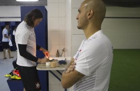 Nos vestiários antes da partida entre São Paulo x Corinthians, realizada esta tarde na Arena Barueri, válida pela 4ª rodada do Campeonato Brasileiro de 2014