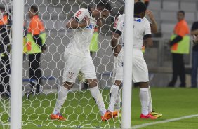 Durante a partida, jogo teste para a Copa do Mundo entre Atltico Paranaense x Corinthians, realizada esta noite na Arena da Baixada, em Curitiba/PR/