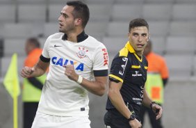 Durante a partida, jogo teste para a Copa do Mundo entre Atltico Paranaense x Corinthians, realizada esta noite na Arena da Baixada, em Curitiba/PR/