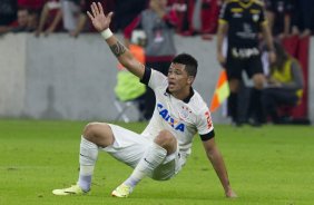 Durante a partida, jogo teste para a Copa do Mundo entre Atltico Paranaense x Corinthians, realizada esta noite na Arena da Baixada, em Curitiba/PR/