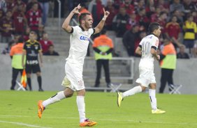 Durante a partida, jogo teste para a Copa do Mundo entre Atltico Paranaense x Corinthians, realizada esta noite na Arena da Baixada, em Curitiba/PR/