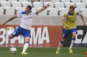 Durante o treino desta tarde na Arena Corinthians, zona leste de So Paulo. O prximo jogo da equipe ser domingo, dia 18/05 contra o Figueirense/SC, vlido pela 5 rodada do Campeonato Brasileiro de 2014