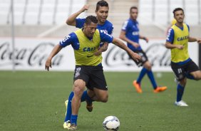 Durante o treino desta manh na Arena Corinthians, zona leste de So Paulo. O prximo jogo da equipe ser amanh, domingo, dia 18/05 contra o Figueirense/SC, vlido pela 5 rodada do Campeonato Brasileiro de 2014