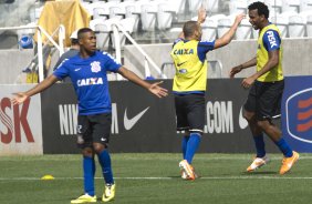 Durante o treino desta manh na Arena Corinthians, zona leste de So Paulo. O prximo jogo da equipe ser amanh, domingo, dia 18/05 contra o Figueirense/SC, vlido pela 5 rodada do Campeonato Brasileiro de 2014