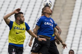 Durante o treino desta manh na Arena Corinthians, zona leste de So Paulo. O prximo jogo da equipe ser amanh, domingo, dia 18/05 contra o Figueirense/SC, vlido pela 5 rodada do Campeonato Brasileiro de 2014