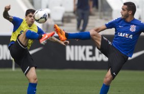 Durante o treino desta manh na Arena Corinthians, zona leste de So Paulo. O prximo jogo da equipe ser amanh, domingo, dia 18/05 contra o Figueirense/SC, vlido pela 5 rodada do Campeonato Brasileiro de 2014