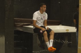 Nos vestiários antes da partida Corinthians x Figueirense/SC, realizada esta tarde na Arena Corinthians, válida pela 5ª rodada do Campeonato Brasileiro de 2014