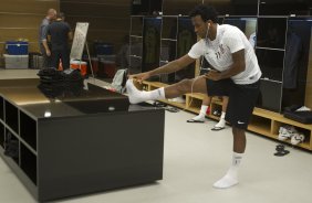 Nos vestiários antes da partida Corinthians x Figueirense/SC, realizada esta tarde na Arena Corinthians, válida pela 5ª rodada do Campeonato Brasileiro de 2014