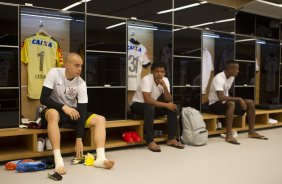 Nos vestiários antes da partida Corinthians x Figueirense/SC, realizada esta tarde na Arena Corinthians, válida pela 5ª rodada do Campeonato Brasileiro de 2014