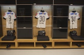 Nos vestiários antes da partida Corinthians x Figueirense/SC, realizada esta tarde na Arena Corinthians, válida pela 5ª rodada do Campeonato Brasileiro de 2014