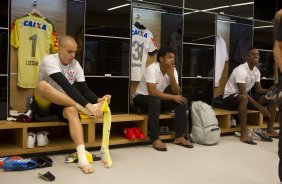 Nos vestiários antes da partida Corinthians x Figueirense/SC, realizada esta tarde na Arena Corinthians, válida pela 5ª rodada do Campeonato Brasileiro de 2014