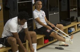 Nos vestiários antes da partida Corinthians x Figueirense/SC, realizada esta tarde na Arena Corinthians, válida pela 5ª rodada do Campeonato Brasileiro de 2014