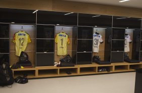 Nos vestiários antes da partida Corinthians x Figueirense/SC, realizada esta tarde na Arena Corinthians, válida pela 5ª rodada do Campeonato Brasileiro de 2014