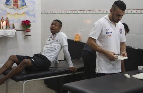 Nos vestiários antes da partida Corinthians x Atlético-PR, realizada esta noite no estádio do Caninde, válida pela 6ª rodada do Campeonato Brasileiro de 2014