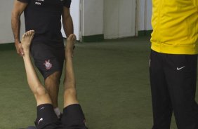 Nos vestiários antes da partida Corinthians x Atlético-PR, realizada esta noite no estádio do Caninde, válida pela 6ª rodada do Campeonato Brasileiro de 2014