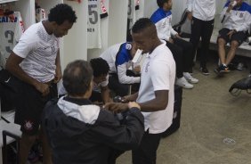 Nos vestiários antes da partida Corinthians x Cruzeiro, realizada esta noite no estádio do Caninde, válida pela 8ª rodada do Campeonato Brasileiro de 2014