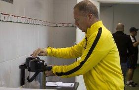 Nos vestiários antes da partida Corinthians x Cruzeiro, realizada esta noite no estádio do Caninde, válida pela 8ª rodada do Campeonato Brasileiro de 2014