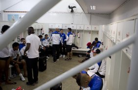 Nos vestiários antes da partida Corinthians x Cruzeiro, realizada esta noite no estádio do Caninde, válida pela 8ª rodada do Campeonato Brasileiro de 2014