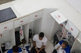 Nos vestiários antes da partida Corinthians x Cruzeiro, realizada esta noite no estádio do Caninde, válida pela 8ª rodada do Campeonato Brasileiro de 2014