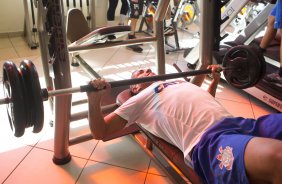 Durante o treino desta manhã em uma academia na cidade de Extrema/MG. O time faz uma intertemporada preparando-se para o próximo jogo dia 17/07 contra o Internacional/RS, na Arena Corinthians, válido pela 10ª rodada do Campeonato Brasileiro de 2014