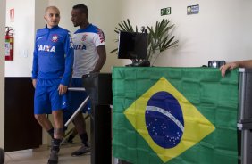 Durante o treino desta manhã em uma academia na cidade de Extrema/MG. O time faz uma intertemporada preparando-se para o próximo jogo dia 17/07 contra o Internacional/RS, na Arena Corinthians, válido pela 10ª rodada do Campeonato Brasileiro de 2014