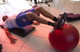 Durante o treino desta manhã em uma academia na cidade de Extrema/MG. O time faz uma intertemporada preparando-se para o próximo jogo dia 17/07 contra o Internacional/RS, na Arena Corinthians, válido pela 10ª rodada do Campeonato Brasileiro de 2014