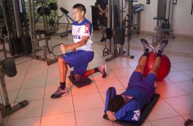 Durante o treino desta manhã em uma academia na cidade de Extrema/MG. O time faz uma intertemporada preparando-se para o próximo jogo dia 17/07 contra o Internacional/RS, na Arena Corinthians, válido pela 10ª rodada do Campeonato Brasileiro de 2014