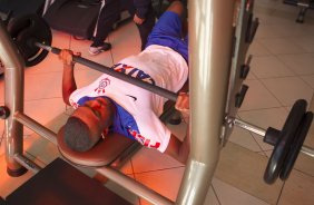 Durante o treino desta manhã em uma academia na cidade de Extrema/MG. O time faz uma intertemporada preparando-se para o próximo jogo dia 17/07 contra o Internacional/RS, na Arena Corinthians, válido pela 10ª rodada do Campeonato Brasileiro de 2014