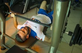 Durante o treino desta manhã em uma academia na cidade de Extrema/MG. O time faz uma intertemporada preparando-se para o próximo jogo dia 17/07 contra o Internacional/RS, na Arena Corinthians, válido pela 10ª rodada do Campeonato Brasileiro de 2014