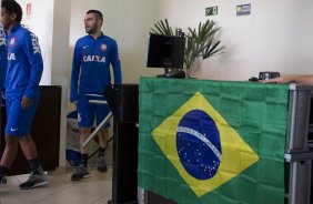 Durante o treino desta manhã em uma academia na cidade de Extrema/MG. O time faz uma intertemporada preparando-se para o próximo jogo dia 17/07 contra o Internacional/RS, na Arena Corinthians, válido pela 10ª rodada do Campeonato Brasileiro de 2014