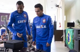 Durante o treino desta manhã em uma academia na cidade de Extrema/MG. O time faz uma intertemporada preparando-se para o próximo jogo dia 17/07 contra o Internacional/RS, na Arena Corinthians, válido pela 10ª rodada do Campeonato Brasileiro de 2014