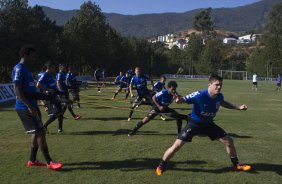 Durante o treino desta manh no Hotel Fazenda das Amoreiras, na cidade de Extrema/MG. O time faz uma intertemporada preparando-se para o prximo jogo dia 17/07 contra o Internacional/RS, na Arena Corinthians, vlido pela 10 rodada do Campeonato Brasileiro de 2014