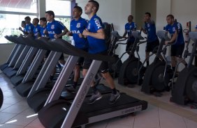 Durante o treino desta manh em um academia na cidade de Extrema/MG. O time faz uma intertemporada preparando-se para o prximo jogo dia 17/07 contra o Internacional/RS, na Arena Corinthians, vlido pela 10 rodada do Campeonato Brasileiro de 2014