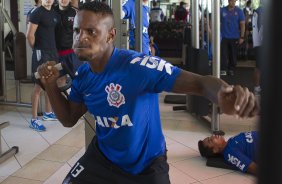 Durante o treino esta manh em uma academia na cidade de Extrema/MG. O time faz uma intertemporada preparando-se para o prximo jogo dia 17/07 contra o Internacional/RS, na Arena Corinthians, vlido pela 10 rodada do Campeonato Brasileiro de 2014