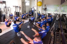 Durante o treino esta manh em uma academia na cidade de Extrema/MG. O time faz uma intertemporada preparando-se para o prximo jogo dia 17/07 contra o Internacional/RS, na Arena Corinthians, vlido pela 10 rodada do Campeonato Brasileiro de 2014