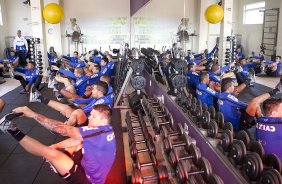 Durante o treino esta manh em uma academia na cidade de Extrema/MG. O time faz uma intertemporada preparando-se para o prximo jogo dia 17/07 contra o Internacional/RS, na Arena Corinthians, vlido pela 10 rodada do Campeonato Brasileiro de 2014