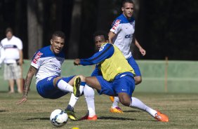 Durante o treino desta manhã no Hotel Fazenda das Amorerias, na cidade de Extrema/MG. O time faz uma intertemporada preparando-se para o próximo jogo dia 17/07 contra o Internacional/RS, na Arena Corinthians, válido pela 10ª rodada do Campeonato Brasileiro de 2014