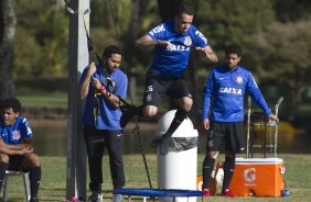 Durante o treino desta manh no Hotel Fazenda das Amorerias, na cidade de Extrema/MG. O time faz uma intertemporada preparando-se para o prximo jogo dia 17/07 contra o Internacional/RS, na Arena Corinthians, vlido pela 10 rodada do Campeonato Brasileiro de 2014