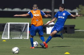 Durante o treino esta manh no CT Joaquim Grava, Parque Ecolgico do Tiete, zona leste de So Paulo, contra o So Bernardo. O prximo jogo da equipe ser dia 17/07, contra o Internacional/RS, na Arena Corinthians, vlido pela 10 rodada do Campeonato Brasileiro de 2014