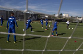 Durante o treino esta manh no CT Joaquim Grava, Parque Ecolgico do Tiete, zona leste de So Paulo, contra o So Bernardo. O prximo jogo da equipe ser dia 17/07, contra o Internacional/RS, na Arena Corinthians, vlido pela 10 rodada do Campeonato Brasileiro de 2014