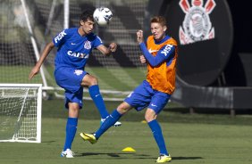Durante o treino esta manh no CT Joaquim Grava, Parque Ecolgico do Tiete, zona leste de So Paulo, contra o So Bernardo. O prximo jogo da equipe ser dia 17/07, contra o Internacional/RS, na Arena Corinthians, vlido pela 10 rodada do Campeonato Brasileiro de 2014