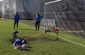 Durante o treino esta manh no CT Joaquim Grava, Parque Ecolgico do Tiete, zona leste de So Paulo, contra o So Bernardo. O prximo jogo da equipe ser dia 17/07, contra o Internacional/RS, na Arena Corinthians, vlido pela 10 rodada do Campeonato Brasileiro de 2014