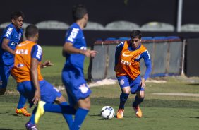 Durante o treino esta manh no CT Joaquim Grava, Parque Ecolgico do Tiete, zona leste de So Paulo, contra o So Bernardo. O prximo jogo da equipe ser dia 17/07, contra o Internacional/RS, na Arena Corinthians, vlido pela 10 rodada do Campeonato Brasileiro de 2014