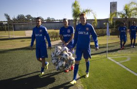 Durante o treino esta manh no CT Joaquim Grava, Parque Ecolgico do Tiete, zona leste de So Paulo, contra o So Bernardo. O prximo jogo da equipe ser dia 17/07, contra o Internacional/RS, na Arena Corinthians, vlido pela 10 rodada do Campeonato Brasileiro de 2014