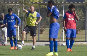 Durante o treino desta manh no CT Joaquim Grava, Parque Ecolgico do Tiete, zona leste de So Paulo, contra o So Bernardo. O prximo jogo da equipe ser dia 17/07, contra o Internacional/RS, na Arena Corinthians, vlido pela 10 rodada do Campeonato Brasileiro de 2014