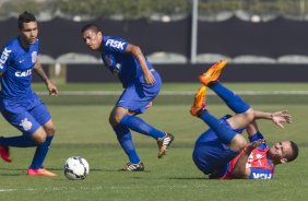 Durante o treino desta manh no CT Joaquim Grava, Parque Ecolgico do Tiete, zona leste de So Paulo, contra o So Bernardo. O prximo jogo da equipe ser dia 17/07, contra o Internacional/RS, na Arena Corinthians, vlido pela 10 rodada do Campeonato Brasileiro de 2014