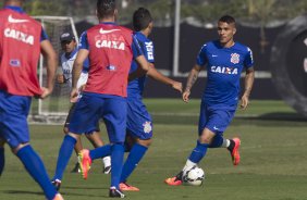 Durante o treino desta manh no CT Joaquim Grava, Parque Ecolgico do Tiete, zona leste de So Paulo, contra o So Bernardo. O prximo jogo da equipe ser dia 17/07, contra o Internacional/RS, na Arena Corinthians, vlido pela 10 rodada do Campeonato Brasileiro de 2014