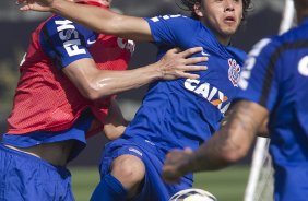 Durante o treino desta manh no CT Joaquim Grava, Parque Ecolgico do Tiete, zona leste de So Paulo, contra o So Bernardo. O prximo jogo da equipe ser dia 17/07, contra o Internacional/RS, na Arena Corinthians, vlido pela 10 rodada do Campeonato Brasileiro de 2014