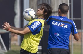 Durante o treino desta manh no CT Joaquim Grava, Parque Ecolgico do Tiete, zona leste de So Paulo, se preparando para o amisoto de amanh em Uberaba/MG contra o Uberaba. O prximo jogo da equipe ser dia 17/07, contra o Internacional/RS, na Arena Corinthians, vlido pela 10 rodada do Campeonato Brasileiro de 2014