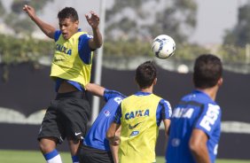 Durante o treino desta manh no CT Joaquim Grava, Parque Ecolgico do Tiete, zona leste de So Paulo, se preparando para o amisoto de amanh em Uberaba/MG contra o Uberaba. O prximo jogo da equipe ser dia 17/07, contra o Internacional/RS, na Arena Corinthians, vlido pela 10 rodada do Campeonato Brasileiro de 2014